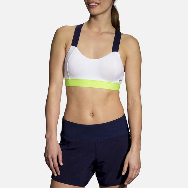 Brooks Hot Sports Running Bra - Women's - White (26108-QOKX)